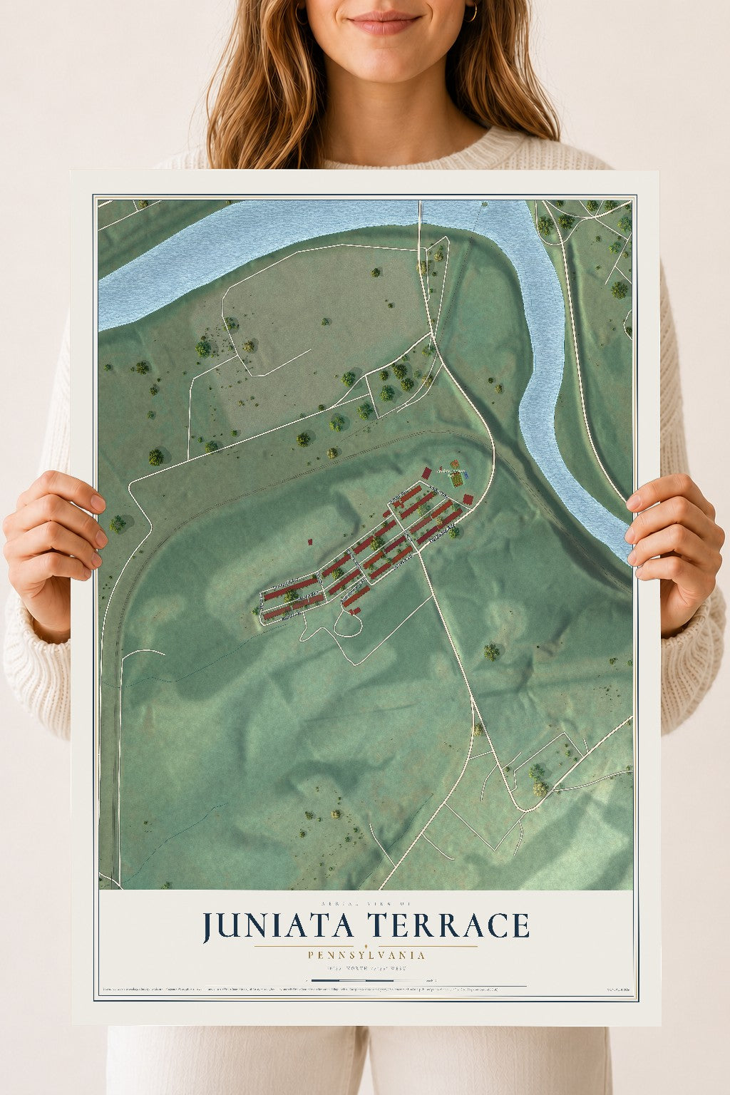 Map of Juniata Terrace, Pennsylvania, 18 x 24 inch unframed archival matte print