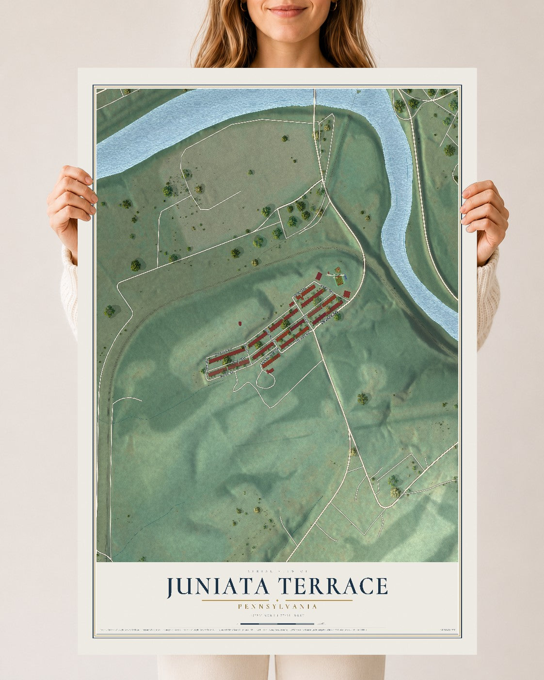 Map of Juniata Terrace, Pennsylvania, 24 x 36 inch unframed archival matte print