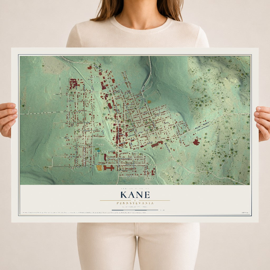 Map of Kane, Pennsylvania, 18 x 24 inch unframed archival matte print