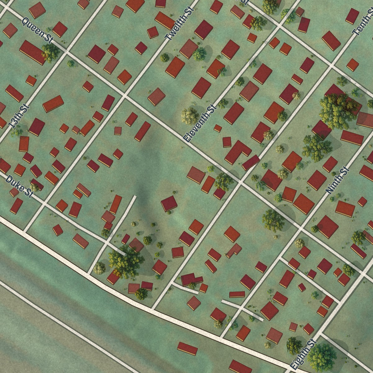 Close-up of the map of Kapp Heights, Pennsylvania print showing street and building detail