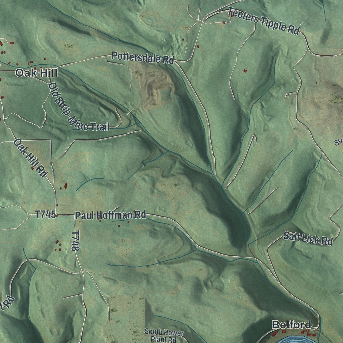 Second close-up of the map of Karthaus, Pennsylvania print showing more streets and buildings