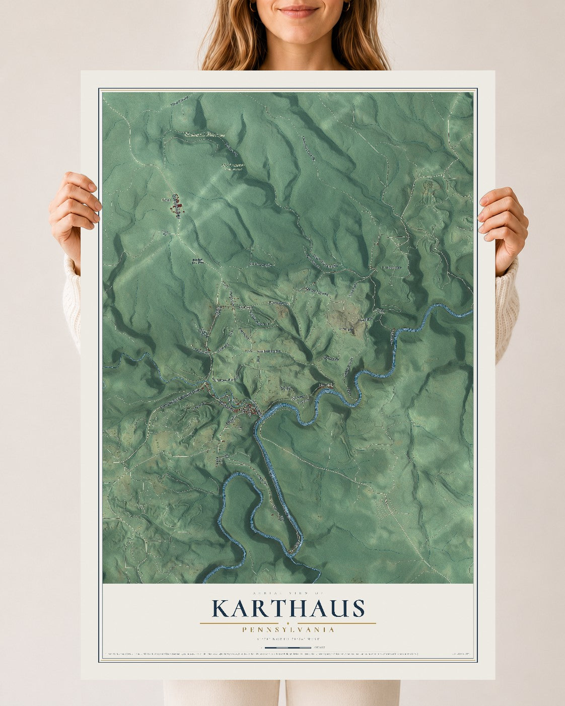 Map of Karthaus, Pennsylvania, 24 x 36 inch unframed archival matte print