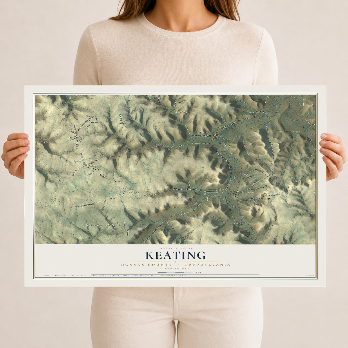 Map of Keating, McKean County, Pennsylvania, 12 x 18 inch unframed archival matte print