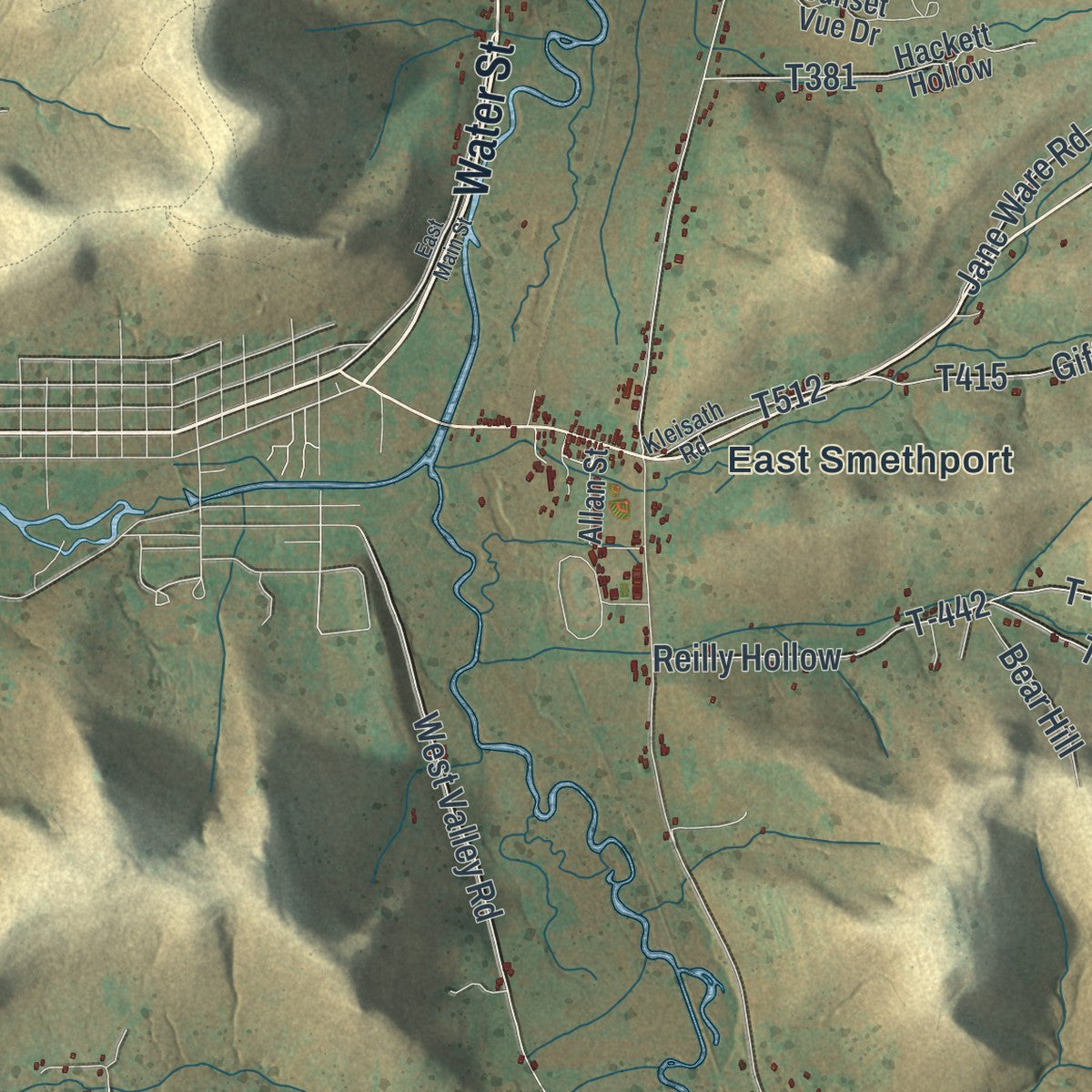 Second close-up of the map of Keating, McKean County, Pennsylvania print showing more streets and buildings