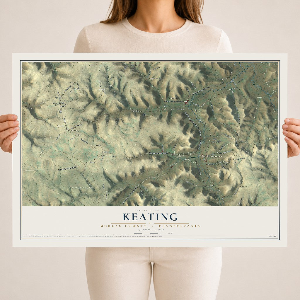 Map of Keating, McKean County, Pennsylvania, 18 x 24 inch unframed archival matte print