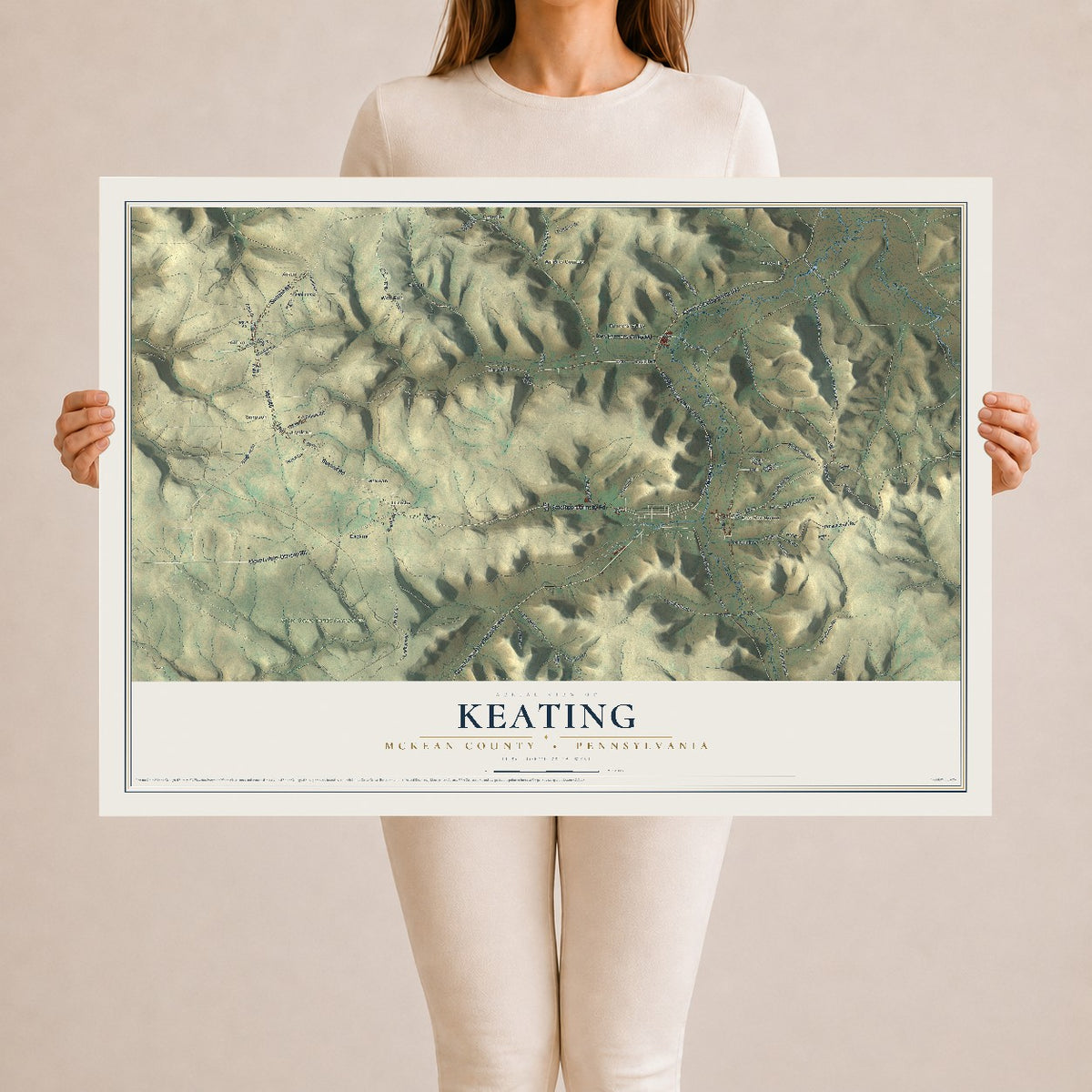 Map of Keating, McKean County, Pennsylvania, 24 x 36 inch unframed archival matte print