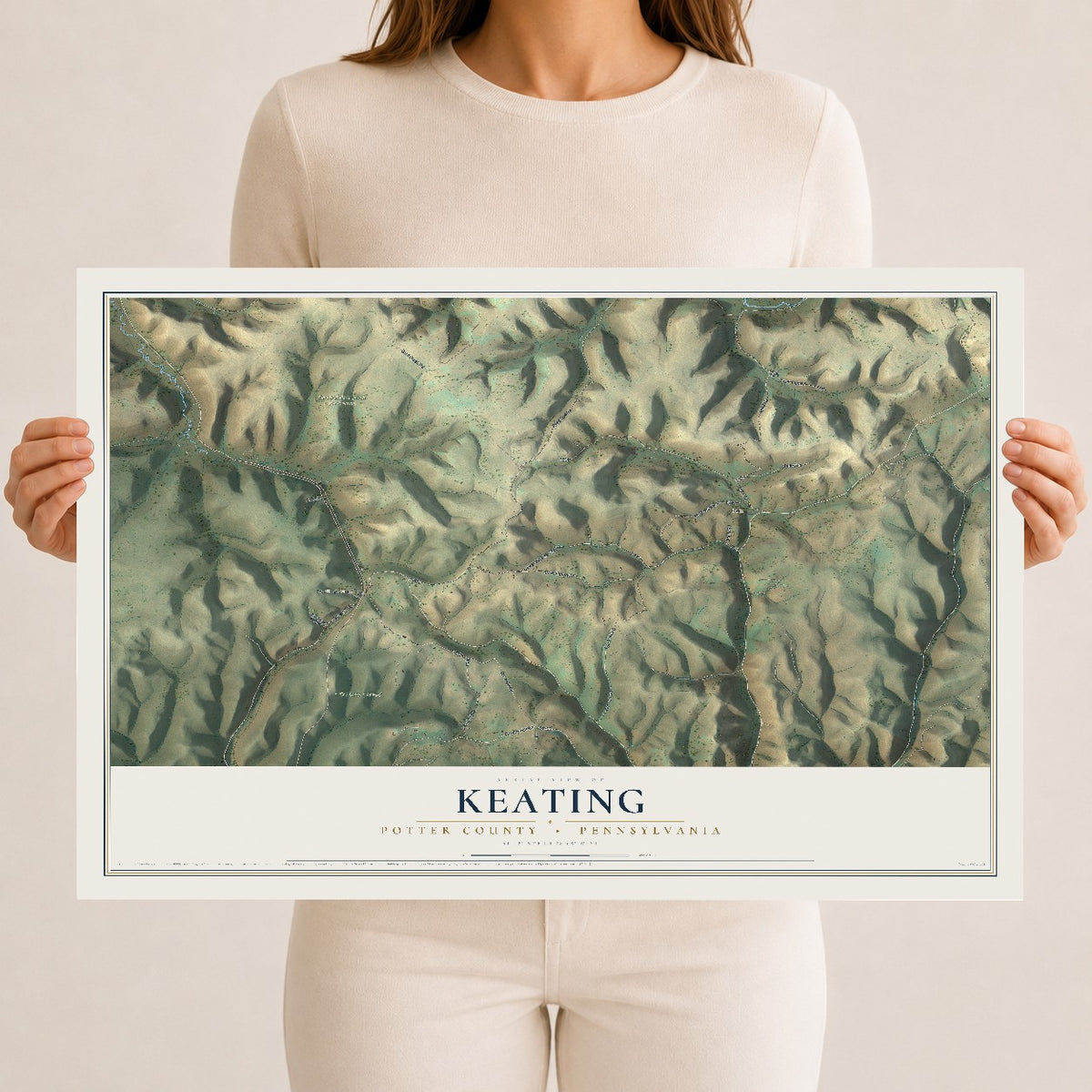 Map of Keating, Potter County, Pennsylvania, 12 x 18 inch unframed archival matte print