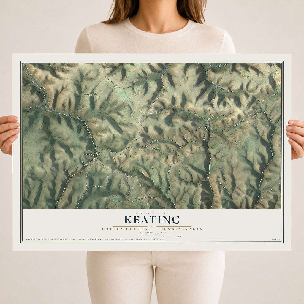 Map of Keating, Potter County, Pennsylvania, 18 x 24 inch unframed archival matte print