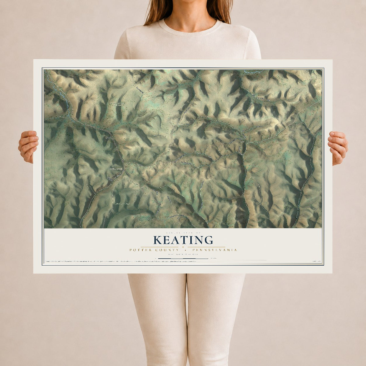 Map of Keating, Potter County, Pennsylvania, 24 x 36 inch unframed archival matte print