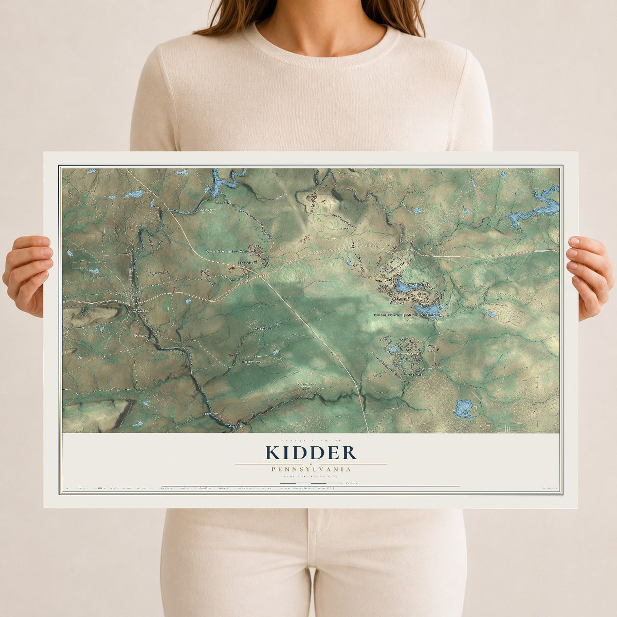 Map of Kidder, Pennsylvania, 12 x 18 inch unframed archival matte print