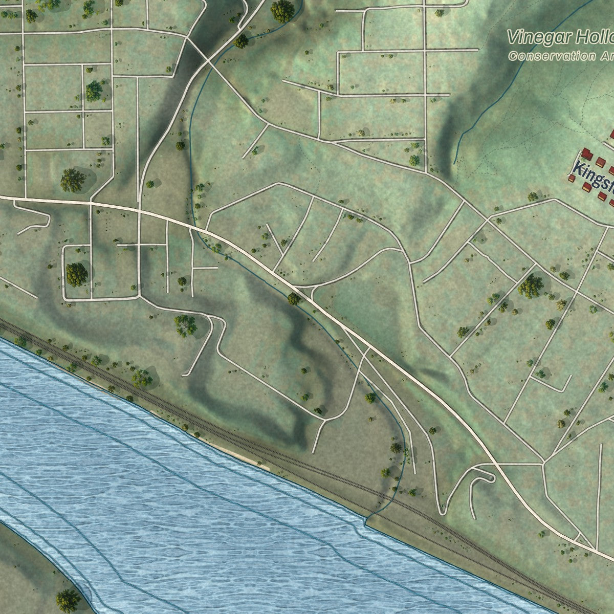 Second close-up of the map of Kilbuck, Pennsylvania print showing more streets and buildings