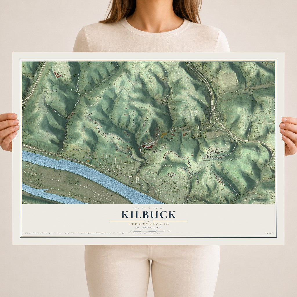 Map of Kilbuck, Pennsylvania, 18 x 24 inch unframed archival matte print