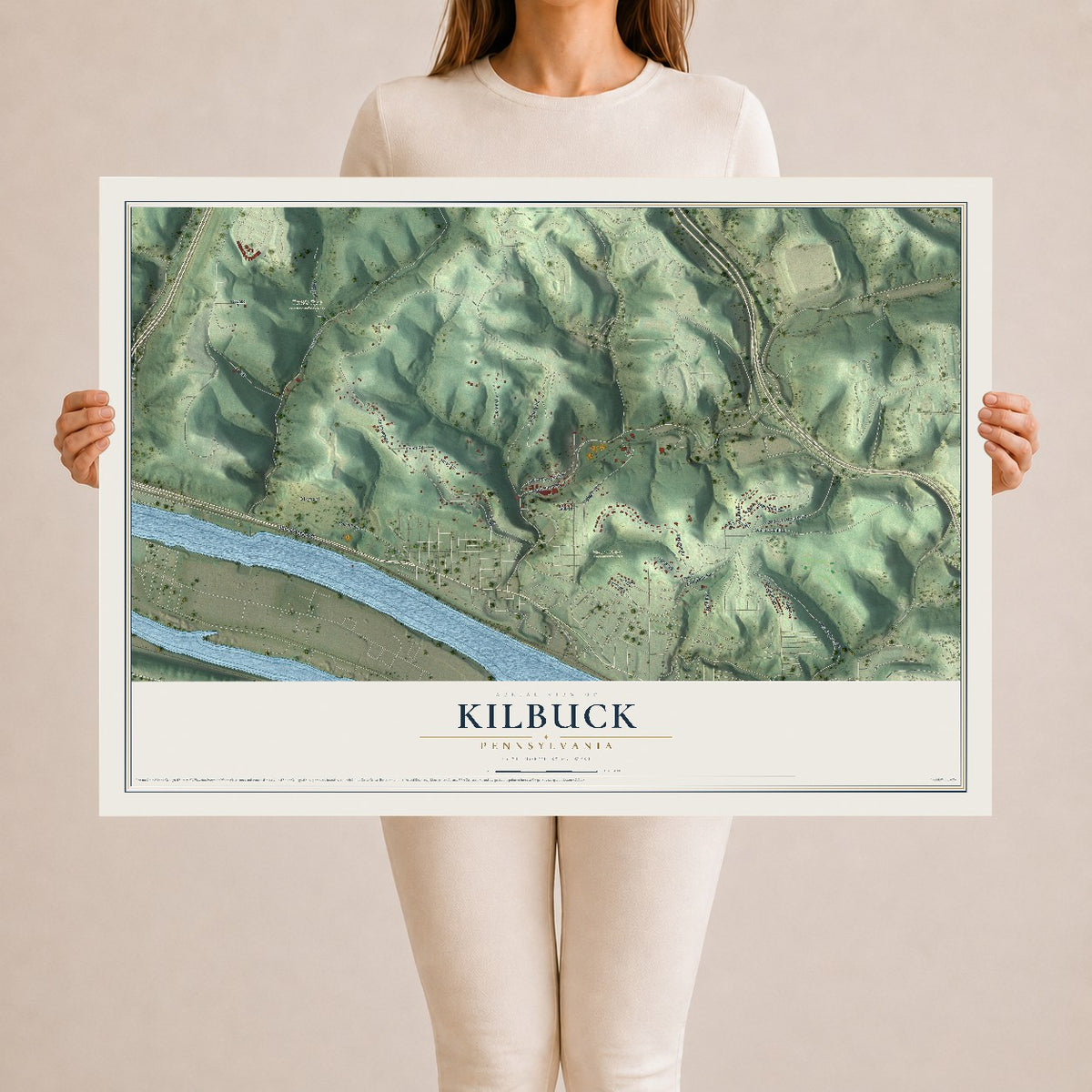 Map of Kilbuck, Pennsylvania, 24 x 36 inch unframed archival matte print
