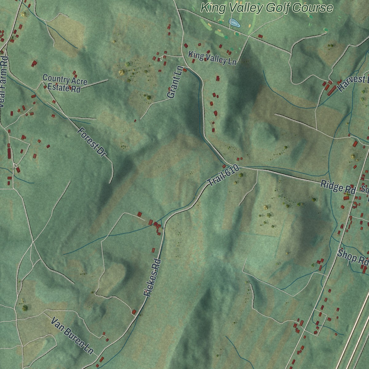 Close-up of the map of Kimmel, Pennsylvania print showing street and building detail