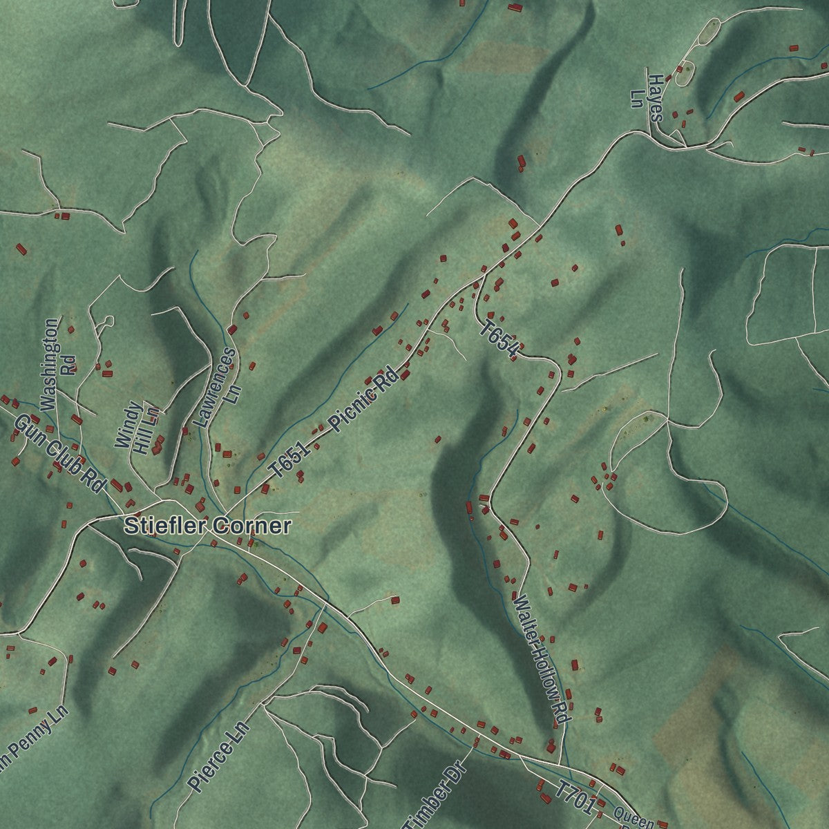 Second close-up of the map of Kimmel, Pennsylvania print showing more streets and buildings