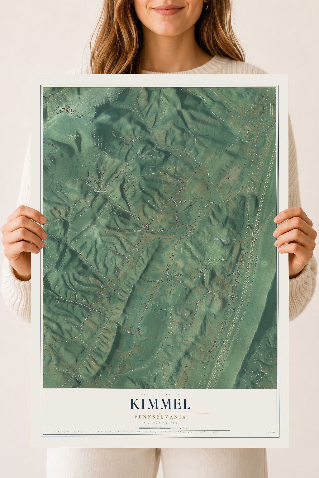 Map of Kimmel, Pennsylvania, 18 x 24 inch unframed archival matte print