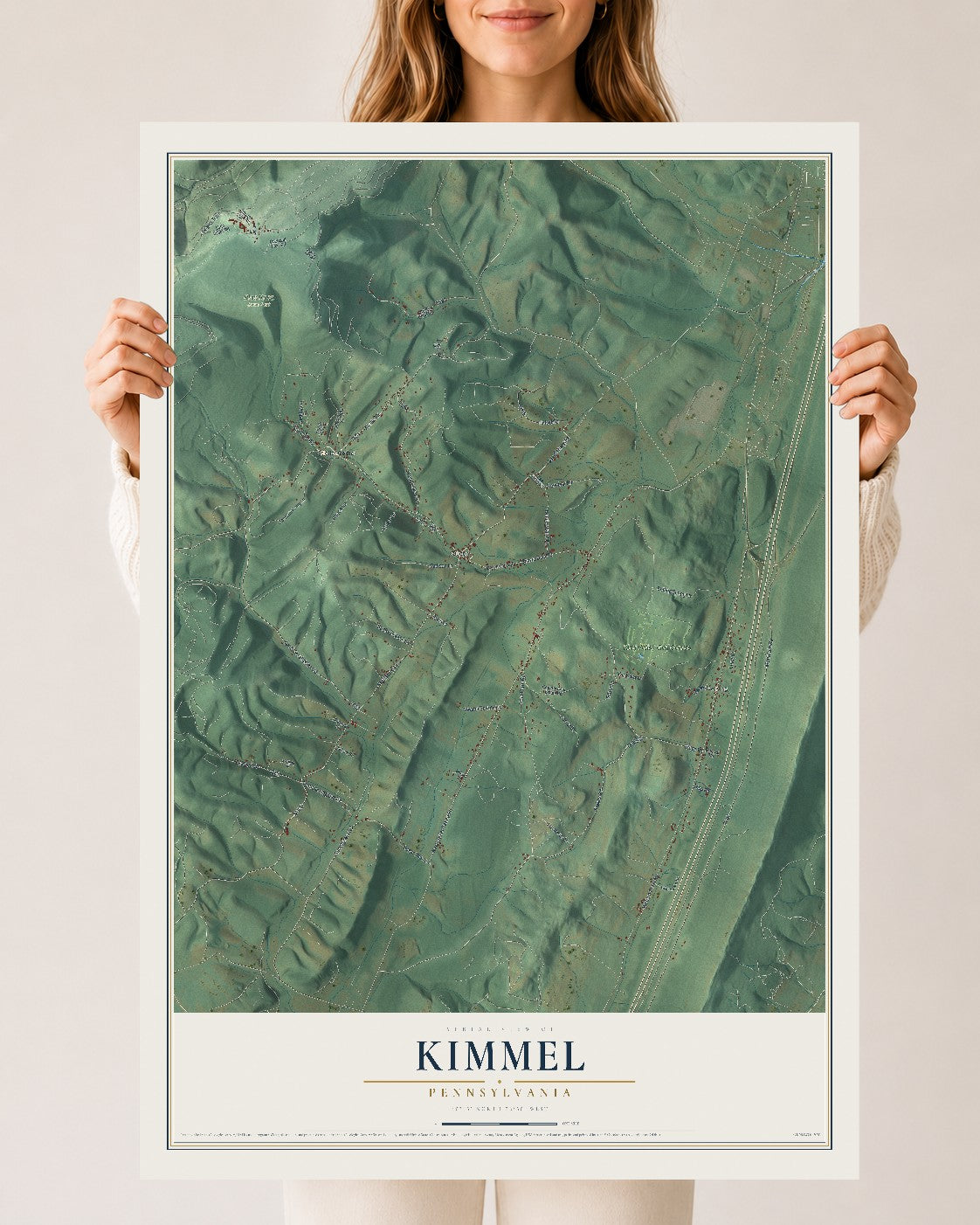 Map of Kimmel, Pennsylvania, 24 x 36 inch unframed archival matte print