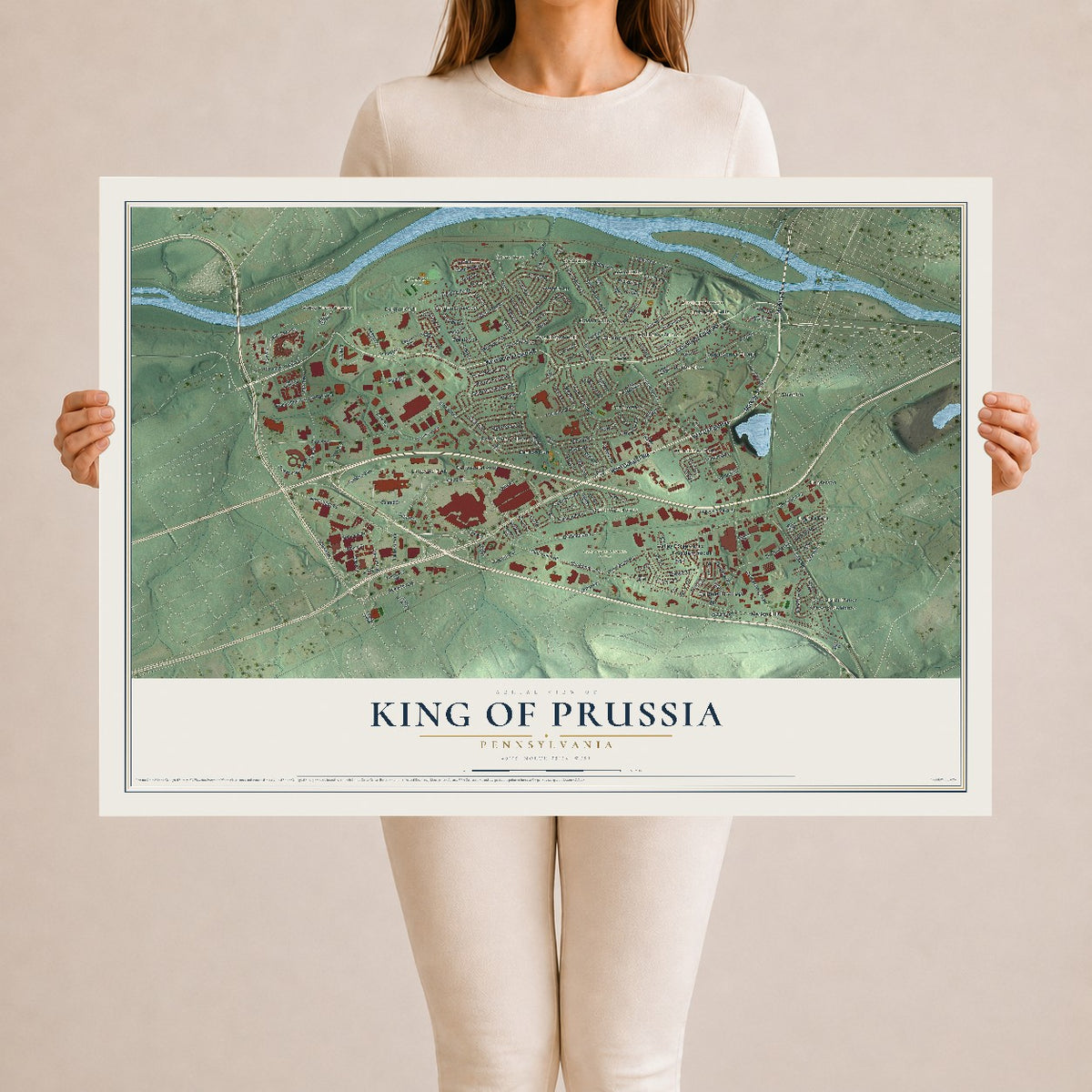 Map of King of Prussia, Pennsylvania, 24 x 36 inch unframed archival matte print