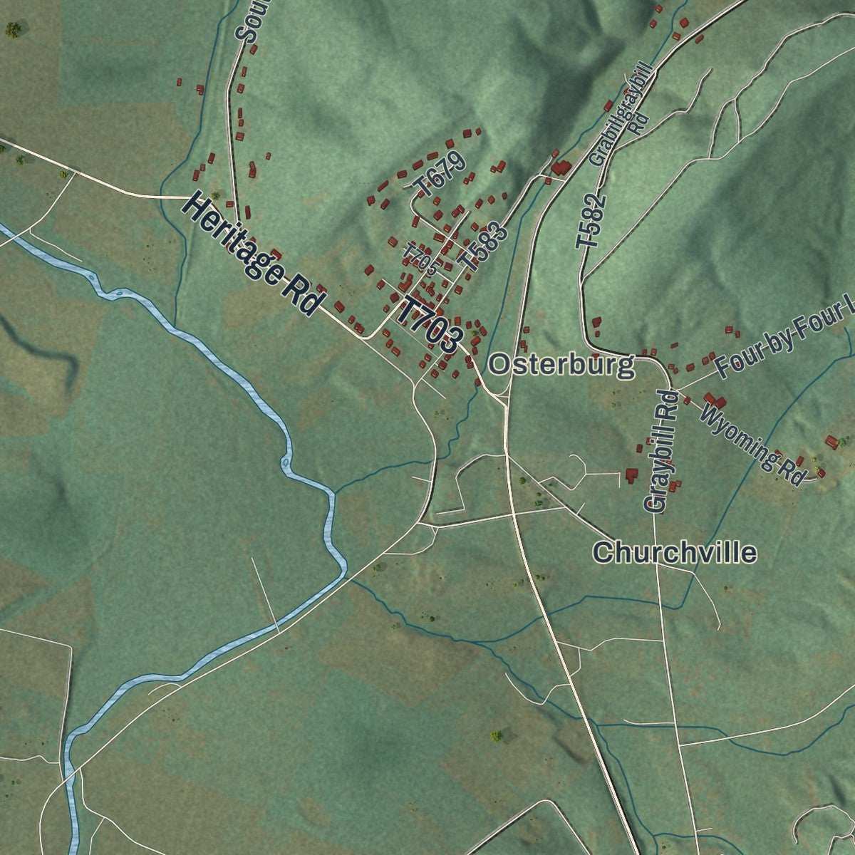 Second close-up of the map of King, Pennsylvania print showing more streets and buildings