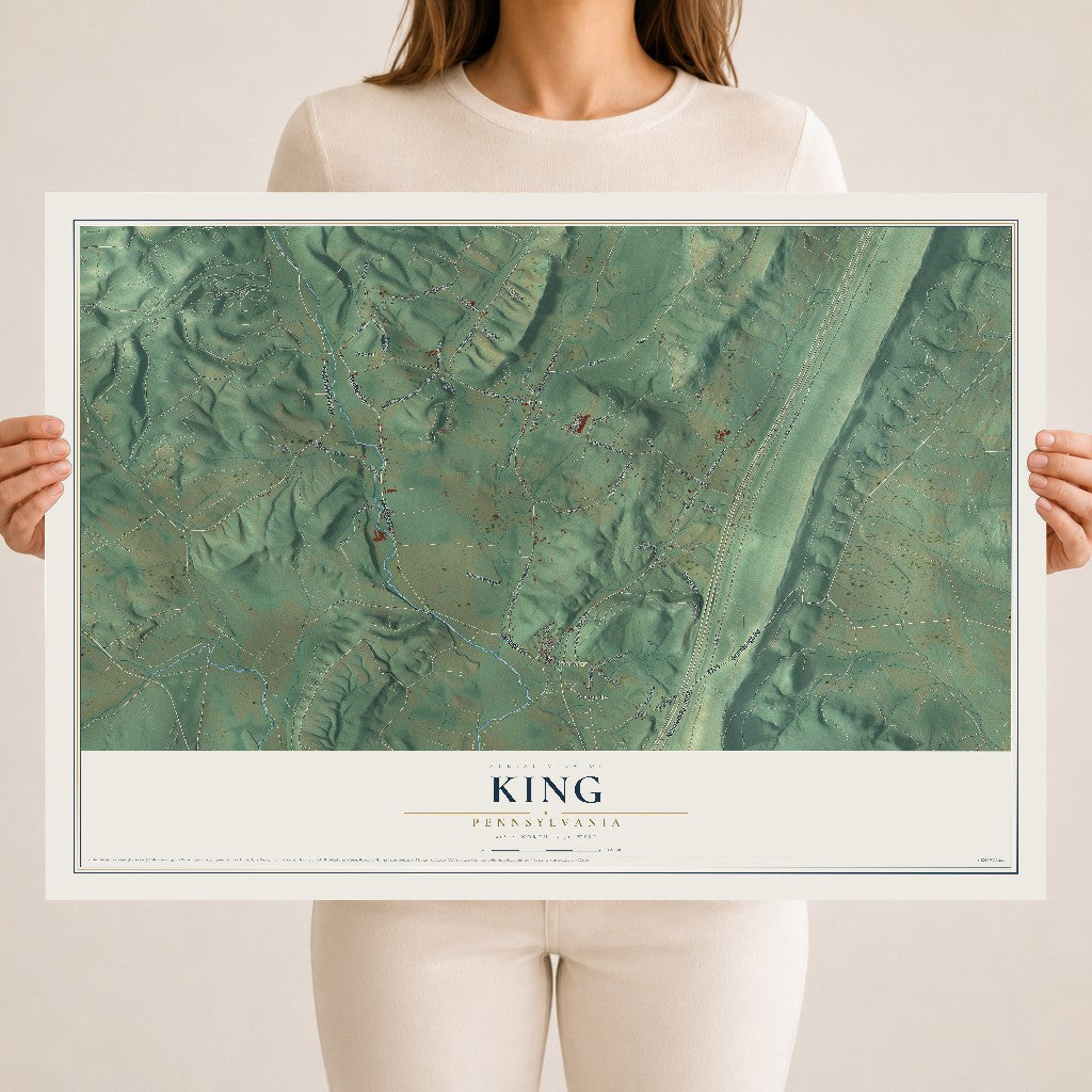 Map of King, Pennsylvania, 18 x 24 inch unframed archival matte print