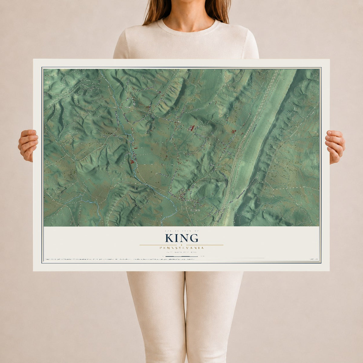 Map of King, Pennsylvania, 24 x 36 inch unframed archival matte print