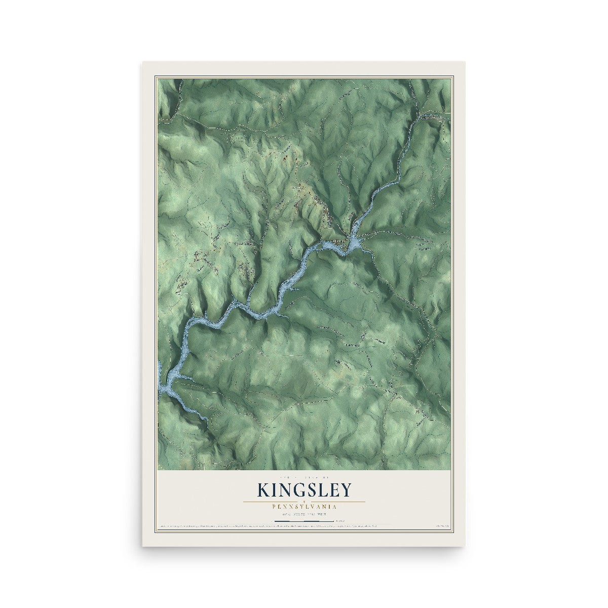 Map of Kingsley, Pennsylvania, 12 x 18 inch unframed archival matte print