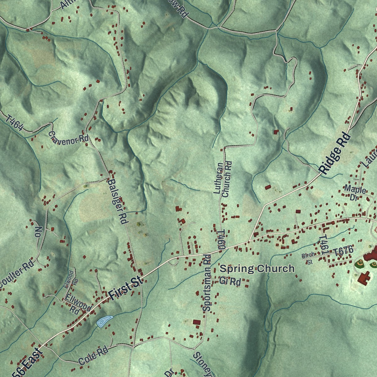 Second close-up of the map of Kiskiminetas, Pennsylvania print showing more streets and buildings