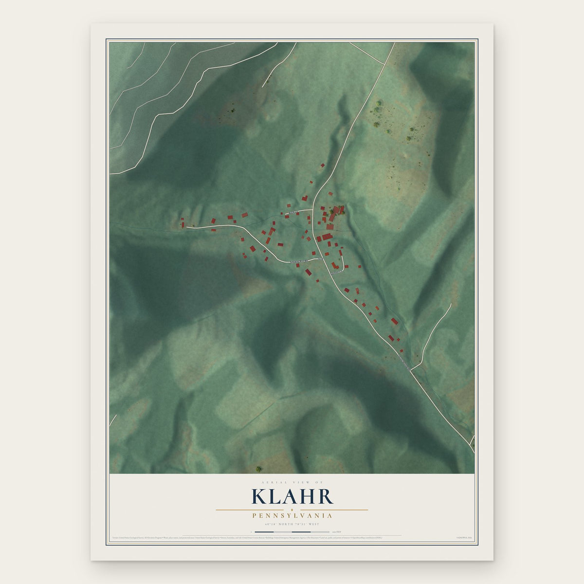 Klahr, Pennsylvania map print, the full design