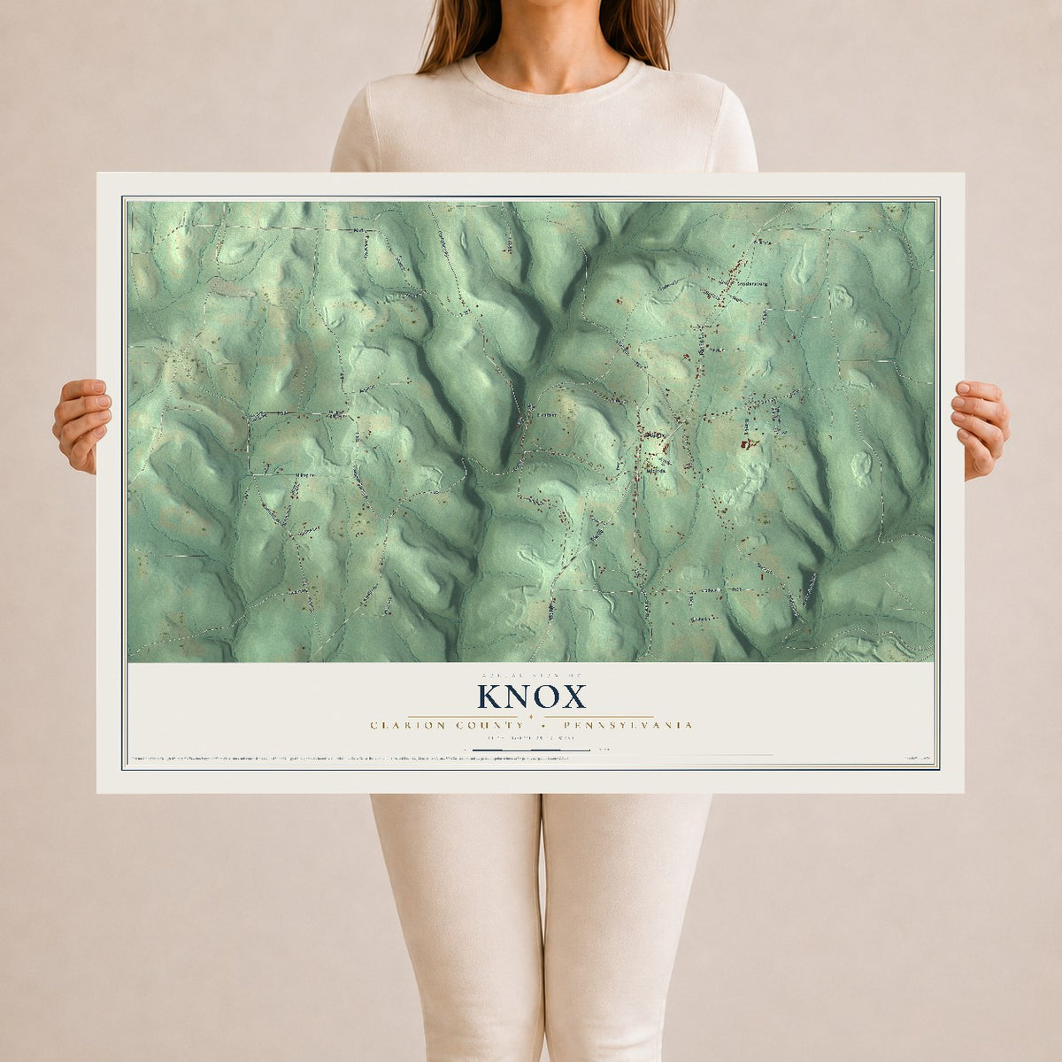 Map of Knox, Clarion County, Pennsylvania, 24 x 36 inch unframed archival matte print