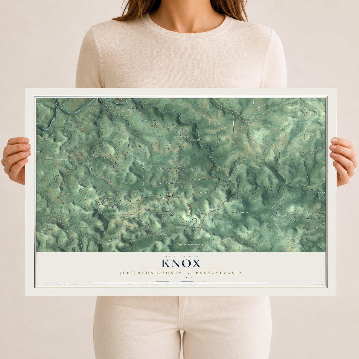 Map of Knox, Jefferson County, Pennsylvania, 12 x 18 inch unframed archival matte print