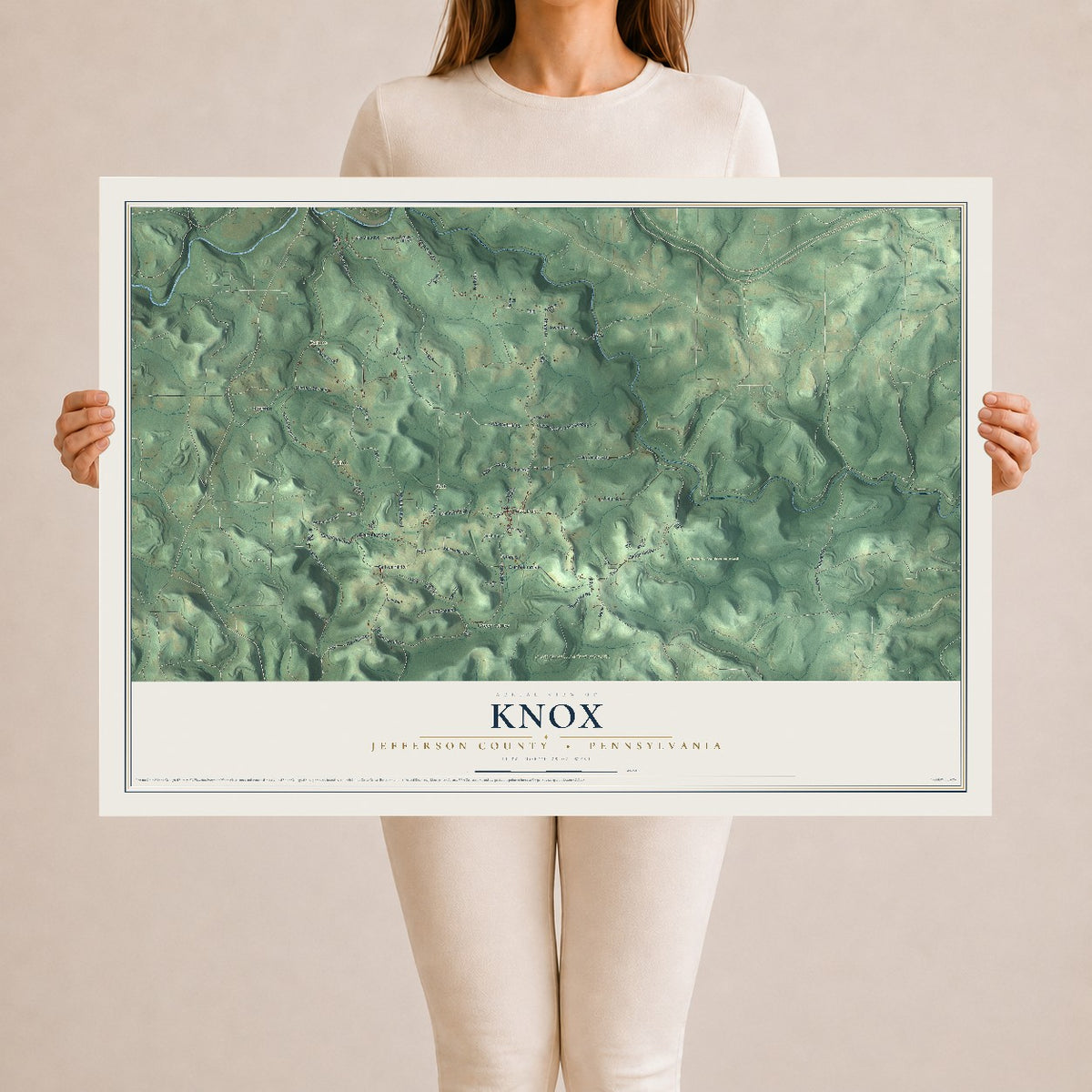 Map of Knox, Jefferson County, Pennsylvania, 24 x 36 inch unframed archival matte print