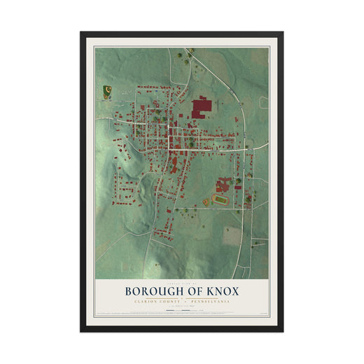 Map of the Borough of Knox, Clarion County, Pennsylvania, 12 x 18 inch print in a black wood frame