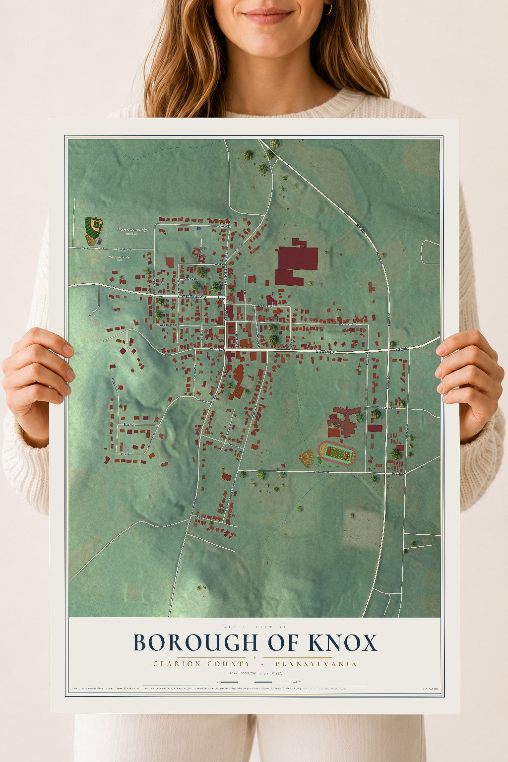 Map of the Borough of Knox, Clarion County, Pennsylvania, 18 x 24 inch unframed archival matte print