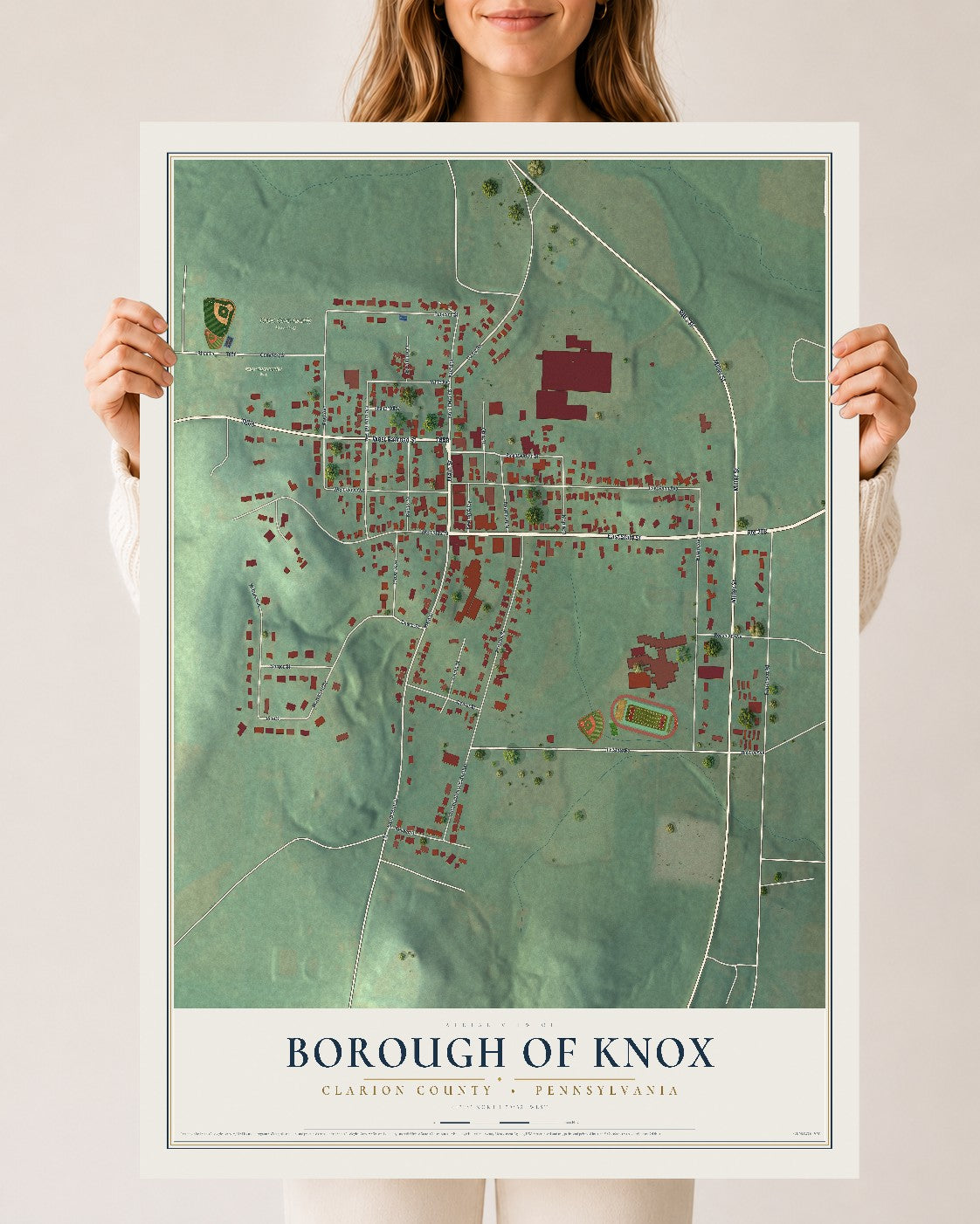 Map of the Borough of Knox, Clarion County, Pennsylvania, 24 x 36 inch unframed archival matte print