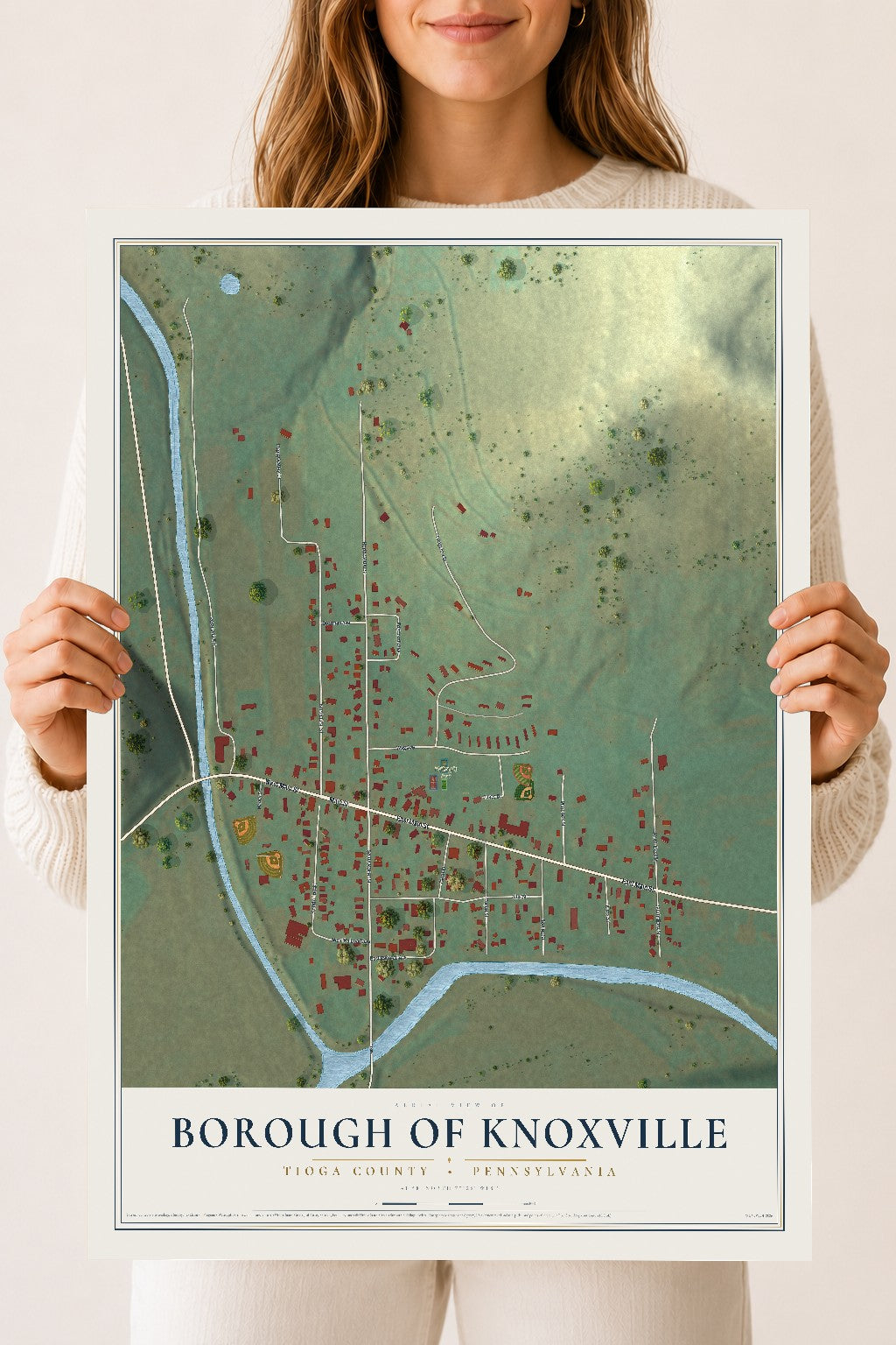 Map of the Borough of Knoxville, Tioga County, Pennsylvania, 18 x 24 inch unframed archival matte print