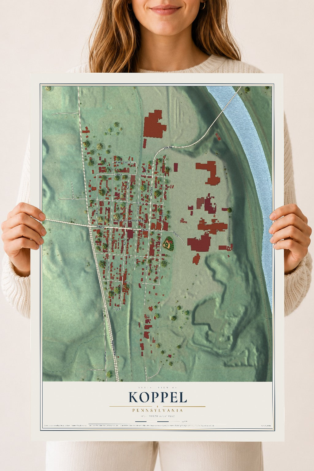 Map of Koppel, Pennsylvania, 18 x 24 inch unframed archival matte print