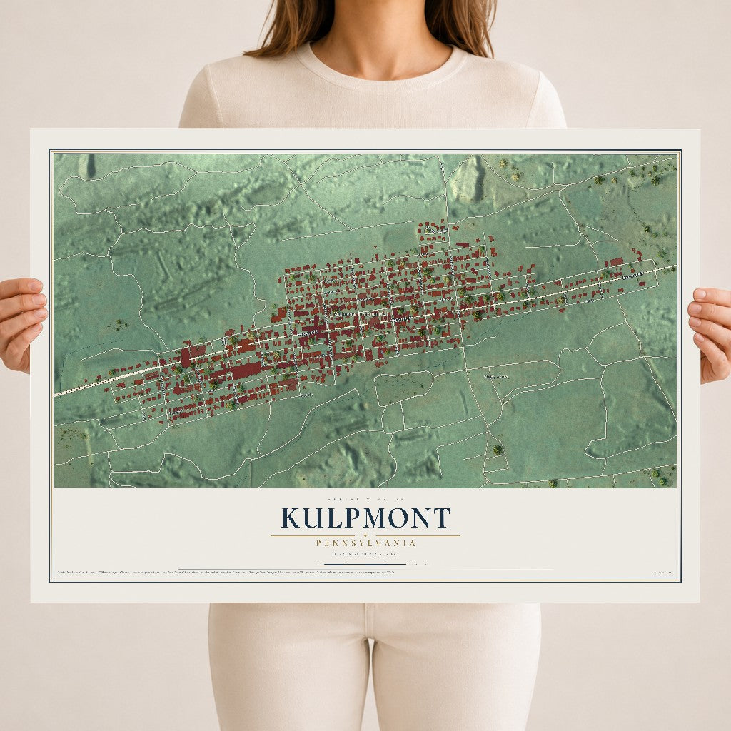 Map of Kulpmont, Pennsylvania, 18 x 24 inch unframed archival matte print