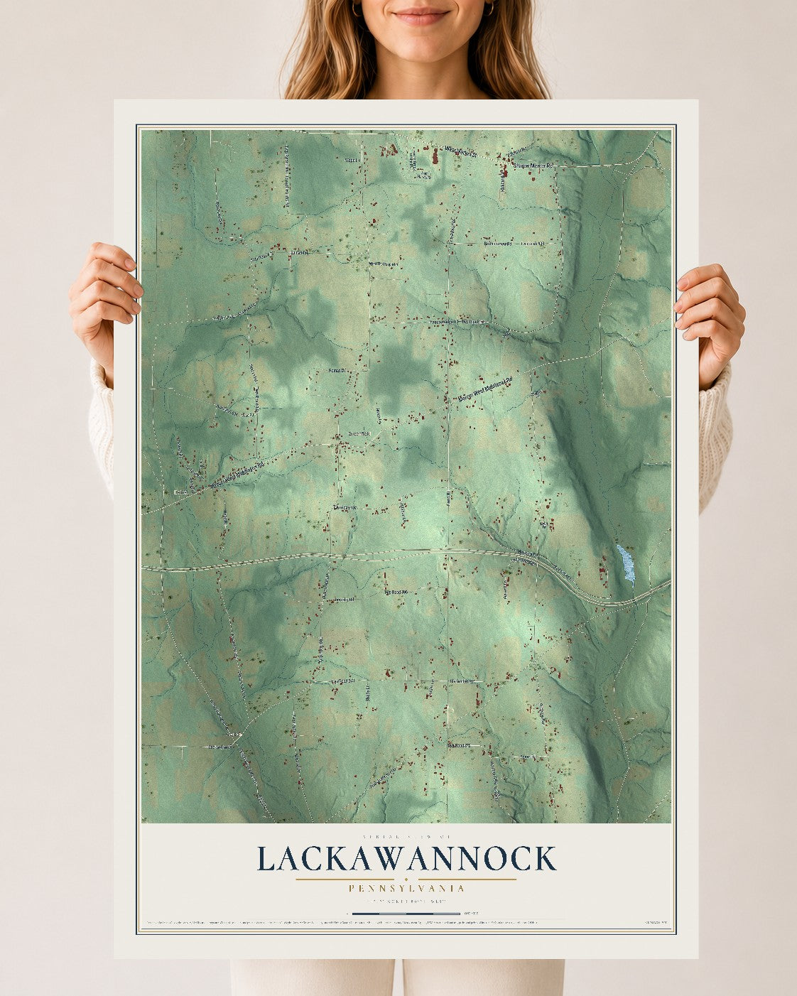Map of Lackawannock, Pennsylvania, 24 x 36 inch unframed archival matte print