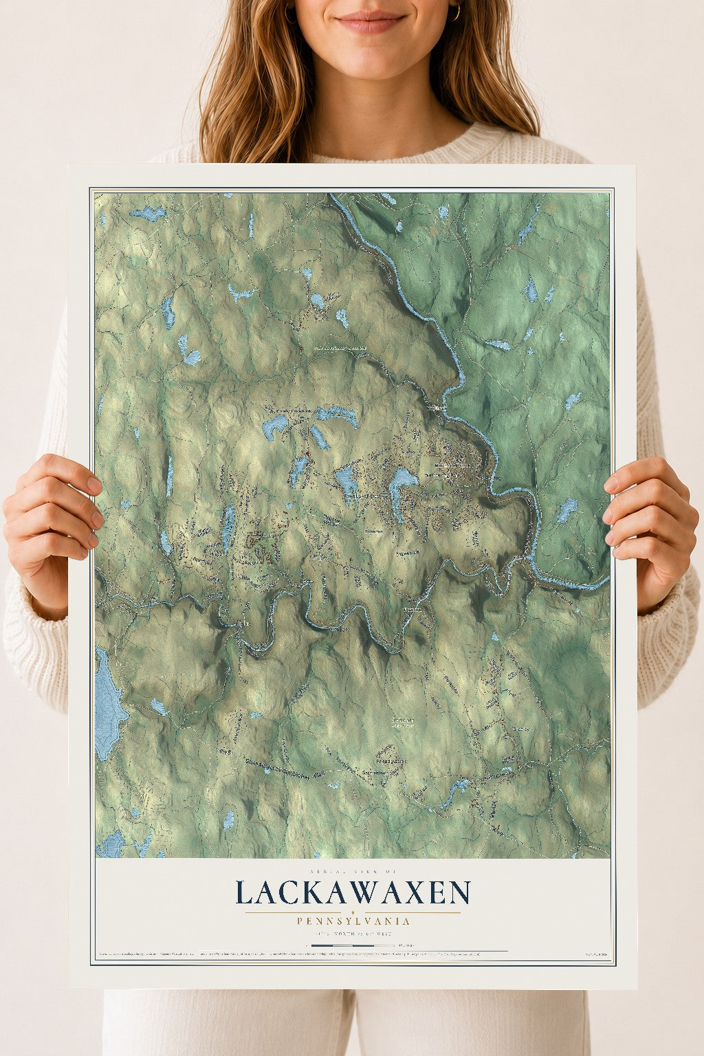 Map of Lackawaxen, Pennsylvania, 18 x 24 inch unframed archival matte print