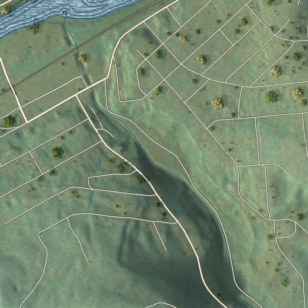 Close-up of the map of Lanesboro, Pennsylvania print showing street and building detail