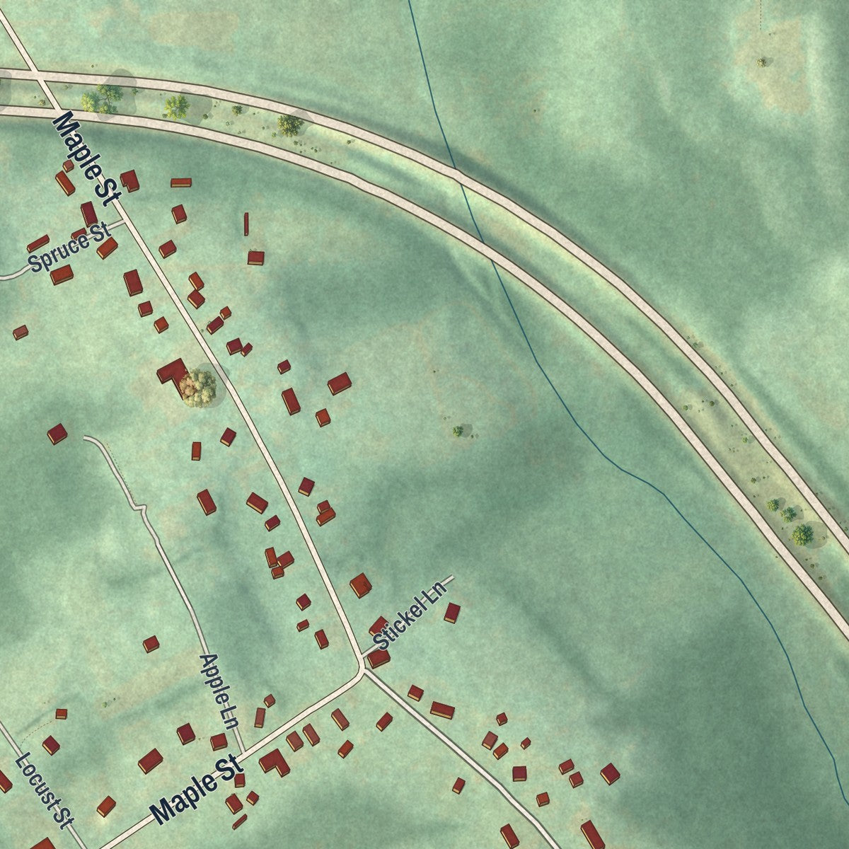 Close-up of the map of Lanse, Pennsylvania print showing street and building detail