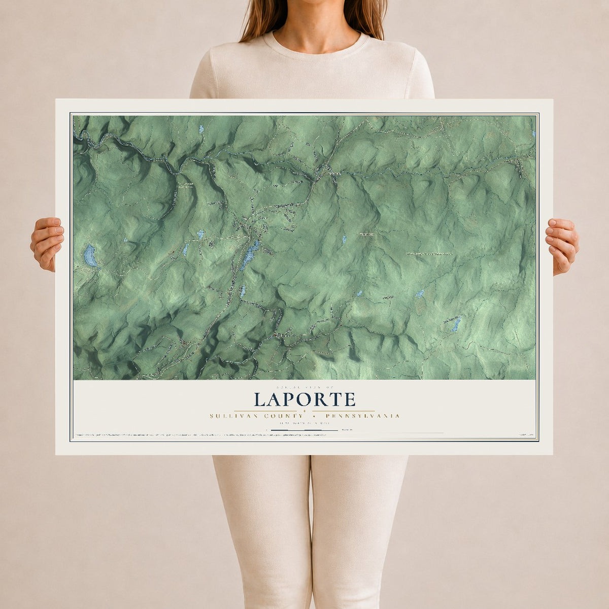 Map of Laporte, Sullivan County, Pennsylvania, 24 x 36 inch unframed archival matte print