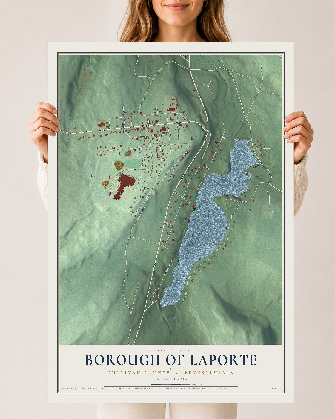 Map of the Borough of Laporte, Sullivan County, Pennsylvania, 24 x 36 inch unframed archival matte print