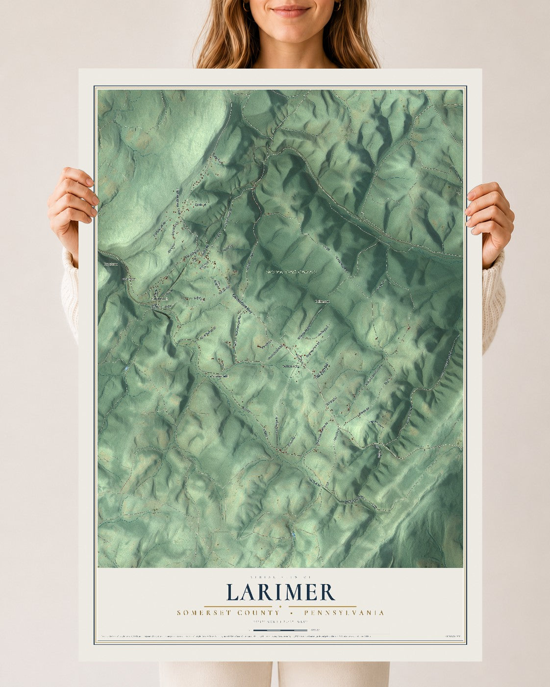 Map of Larimer, Somerset County, Pennsylvania, 24 x 36 inch unframed archival matte print
