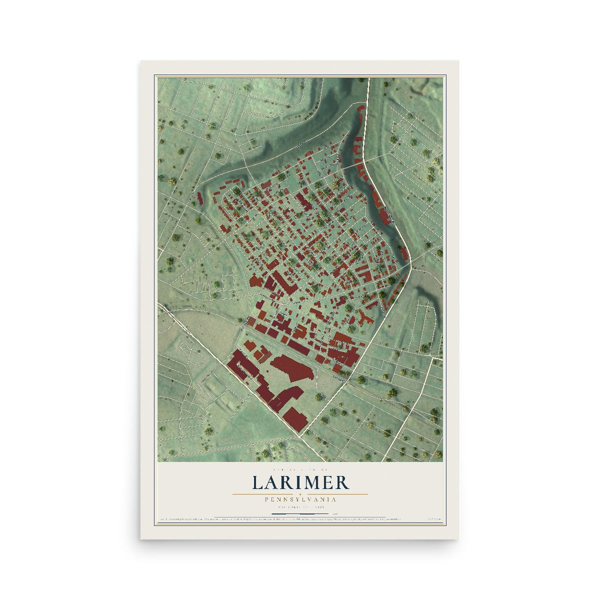 Map of Larimer, Pennsylvania, 12 x 18 inch unframed archival matte print