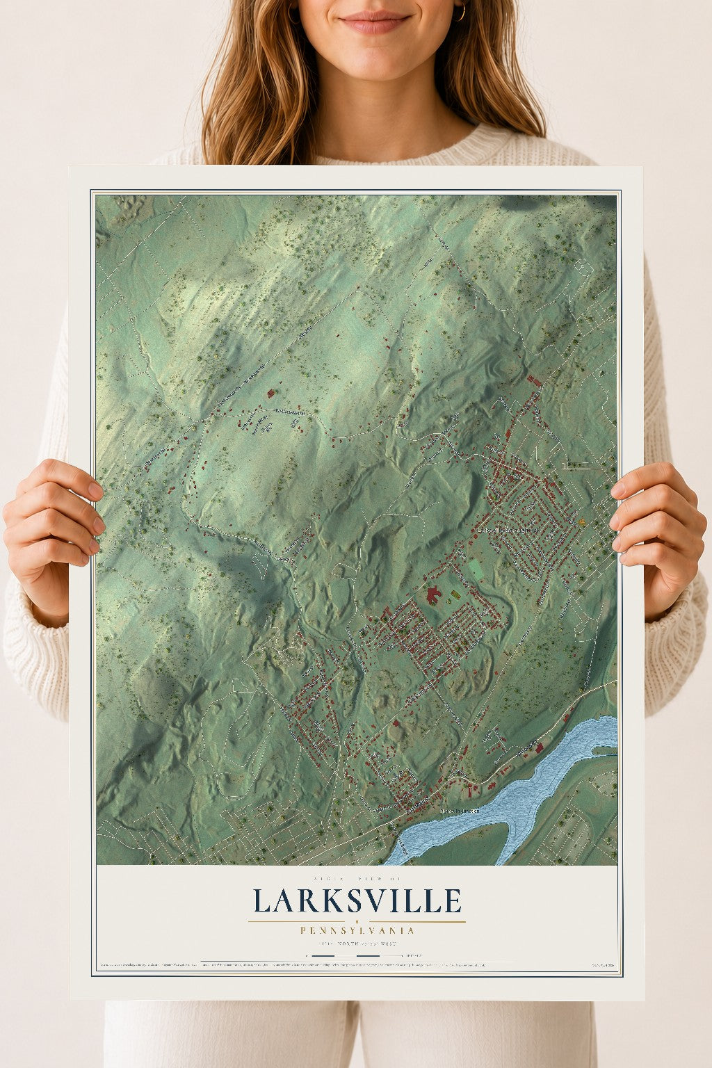 Map of Larksville, Pennsylvania, 18 x 24 inch unframed archival matte print