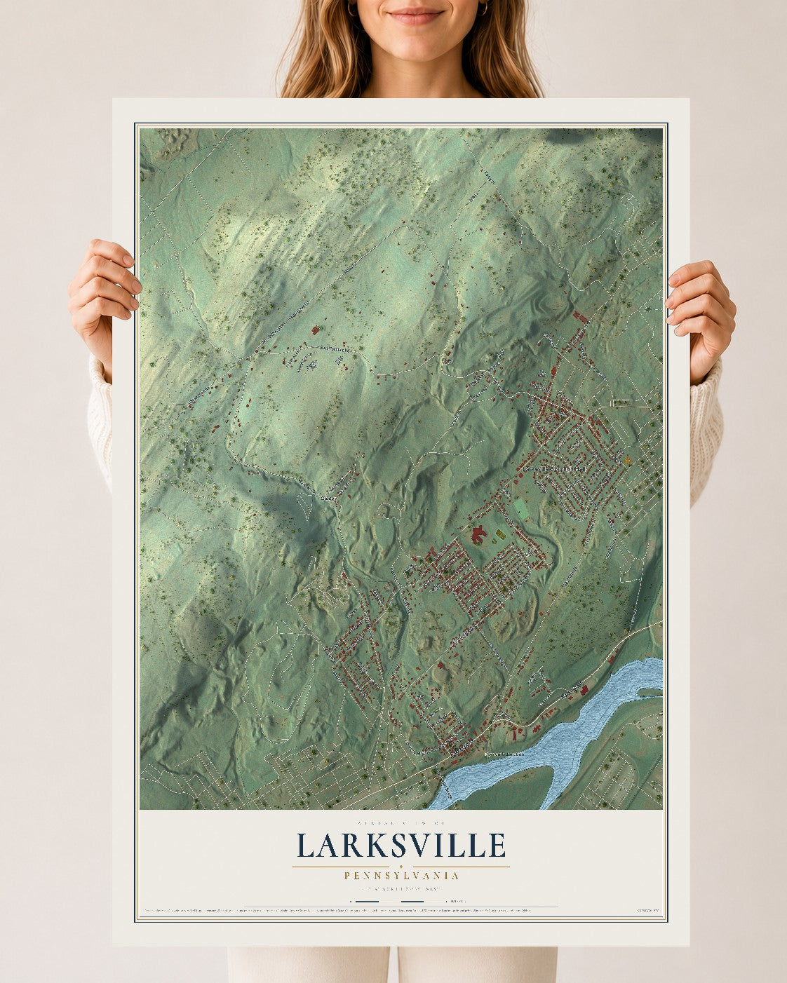 Map of Larksville, Pennsylvania, 24 x 36 inch unframed archival matte print