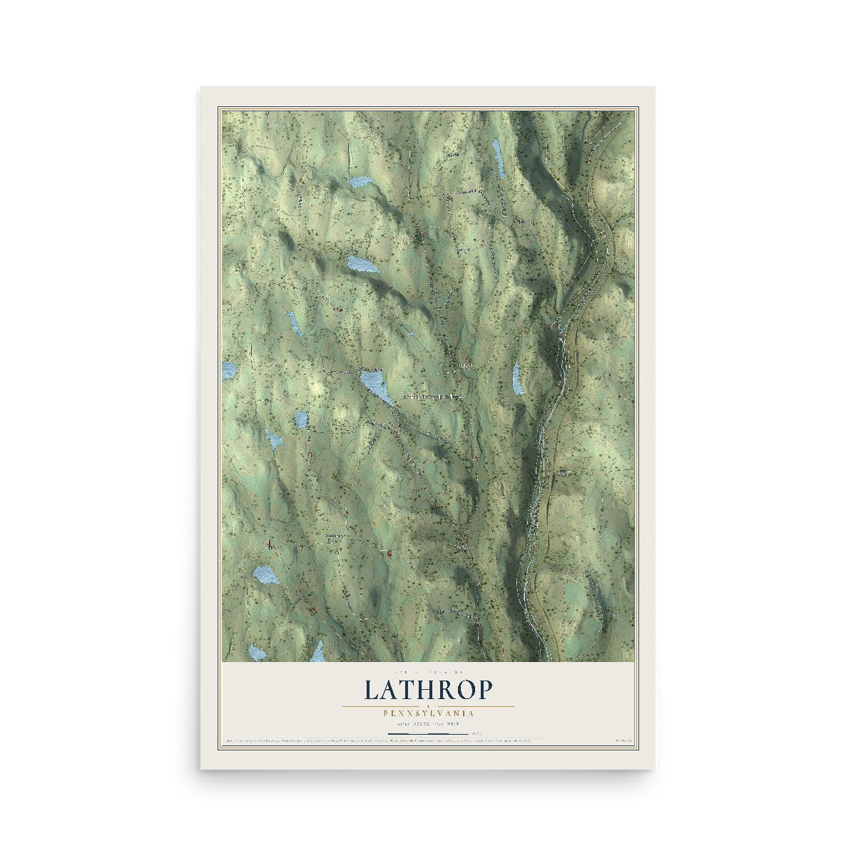 Map of Lathrop, Pennsylvania, 12 x 18 inch unframed archival matte print