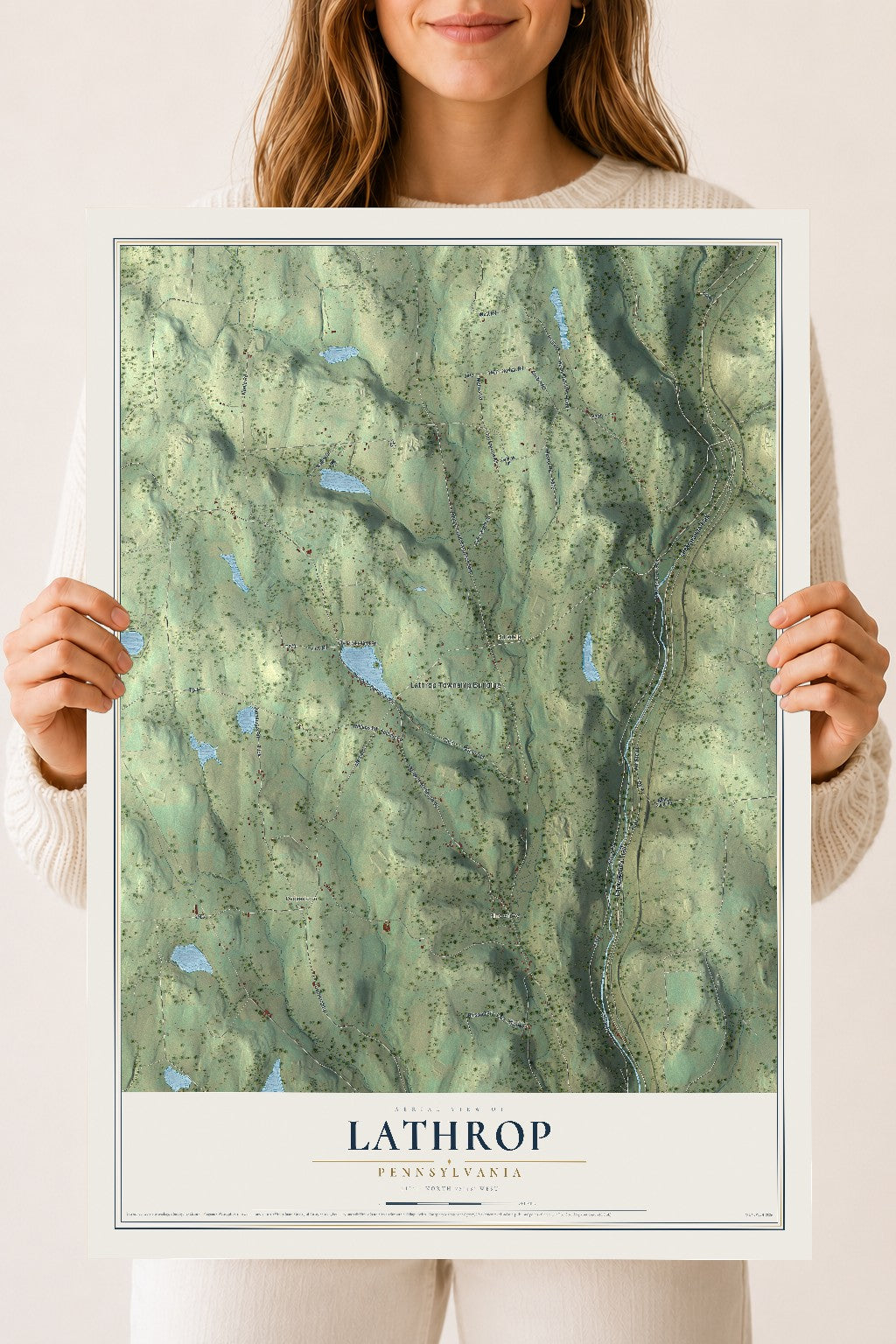 Map of Lathrop, Pennsylvania, 18 x 24 inch unframed archival matte print