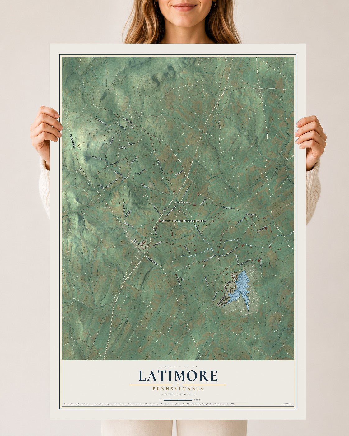 Map of Latimore, Pennsylvania, 24 x 36 inch unframed archival matte print